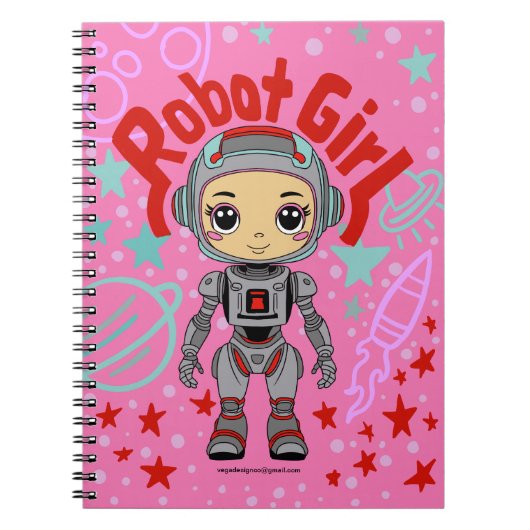 Carnet Spiral pour fille robot (Devant)