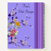 Carnet spiral Purple Stripe Floral Recettes régime (Dos)