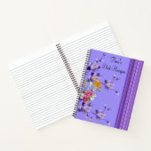 Carnet spiral Purple Stripe Floral Recettes régime (Intérieur)