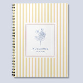 Carnet spiral rayé jaune avec fleur