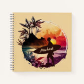 Carnet Spiral Retro Surfer Sunset Beach (Devant)