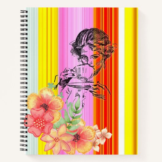 Carnet Spiral rose Frappe Victorienne Femme Floral (Devant)