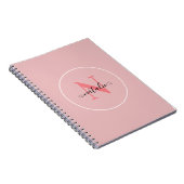 Carnet spiral rose minimaliste personnalisé (Côté Droit)
