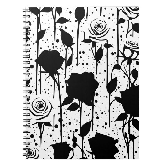 Carnet spiral Rose noir à goutte (Devant)