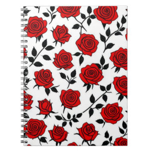 Carnet spiral Rose rouge et noir