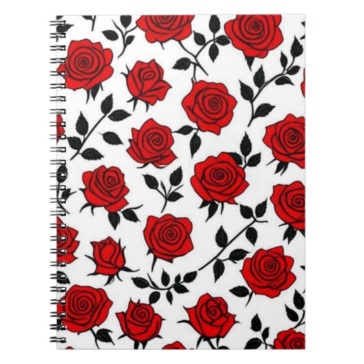 Carnet spiral Rose rouge et noir (Devant)