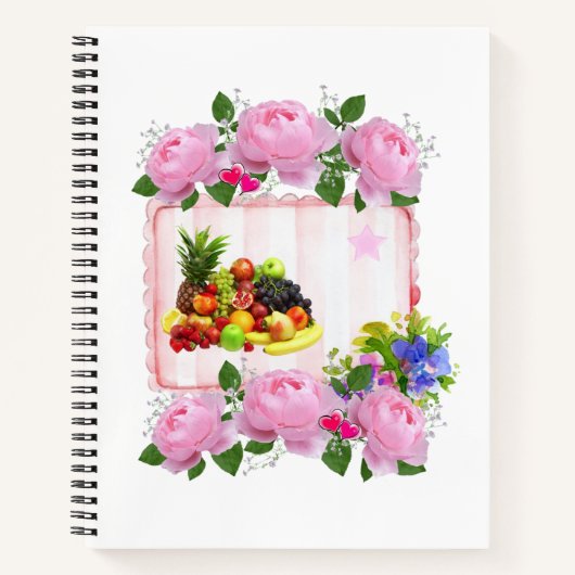 Carnet spiral Roses roses roses Fruit Floral (Devant)