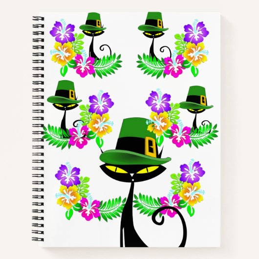 Carnet Spiral St. Patrick's Day Chat Floral (Devant)