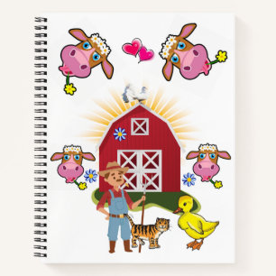 Carnet Spiral Vache Producteur Chat Canard Jaune