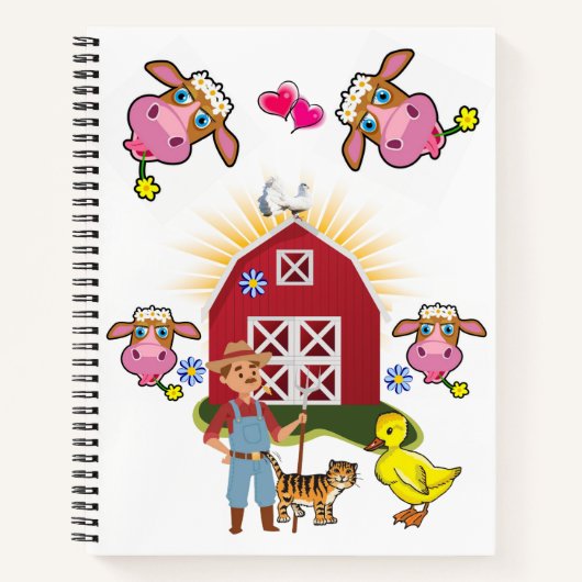 Carnet Spiral Vache Producteur Chat Canard Jaune (Devant)