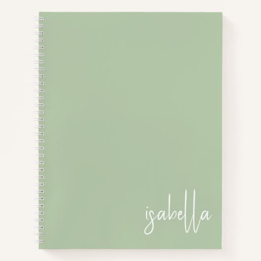 Carnet Spiral Vert Sage Personnalisé (Devant)