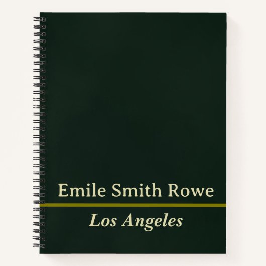 Carnet Spiral Vert Simple D'Entrée Minimale (Devant)