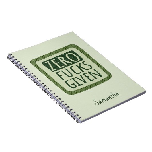 Carnet Spiral vert zéro F*s donné (Côté Droit)