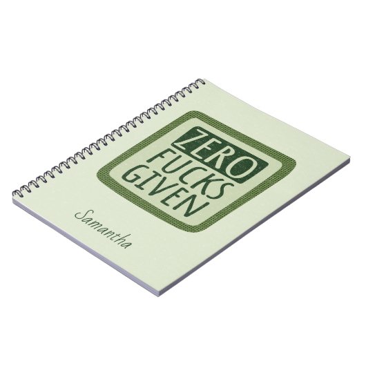 Carnet Spiral vert zéro F*s donné (Côté gauche)