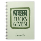 Carnet Spiral vert zéro F*s donné (Devant)