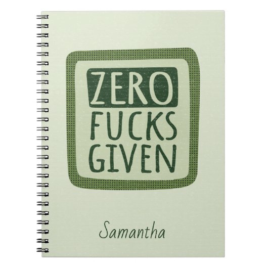 Carnet Spiral vert zéro F*s donné (Devant)