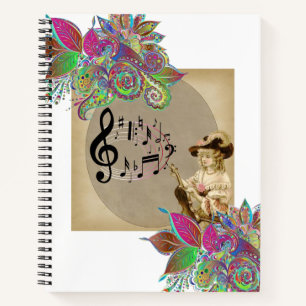 Carnet Spiral Victorian Woman Notes musicales Flor