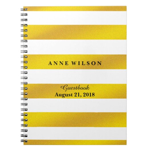 Carnet Spirale Arrière - plan Gold et Black Stripes (Devant)