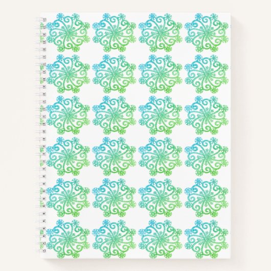 Carnet spirale Blue Green Snowflakes (Devant)