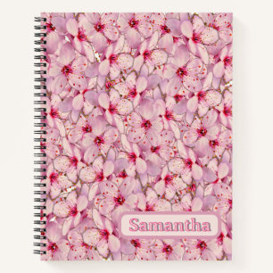 Carnet spirale cerise en fleur