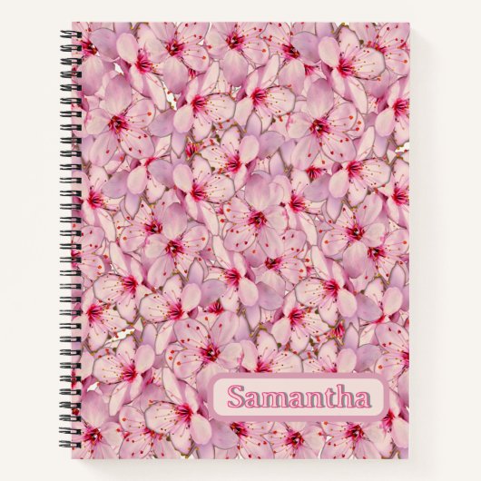 Carnet spirale cerise en fleur (Devant)