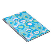 Carnet Spirale Coeur bleu turquoise rétro (Côté Droit)