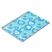 Carnet Spirale Coeur bleu turquoise rétro (Côté gauche)
