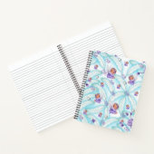 Carnet spirale Coeurs d'angle pourpre Plumes bleue (Intérieur)