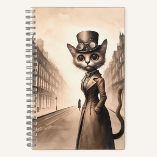 Carnet spirale de chat vapeur