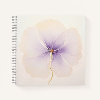 Carnet Spirale de fleur à l'aquarelle lavande minimaliste