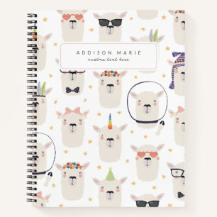 Carnet spirale de la llama mignonne pour le retour