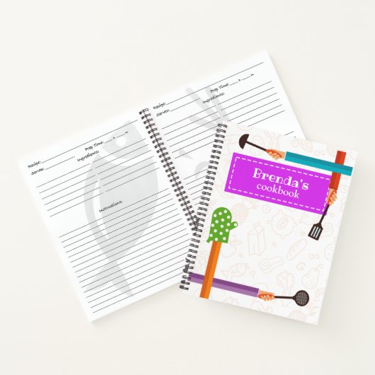 Carnet spirale de la recette pourpre de cuisine (Intérieur)