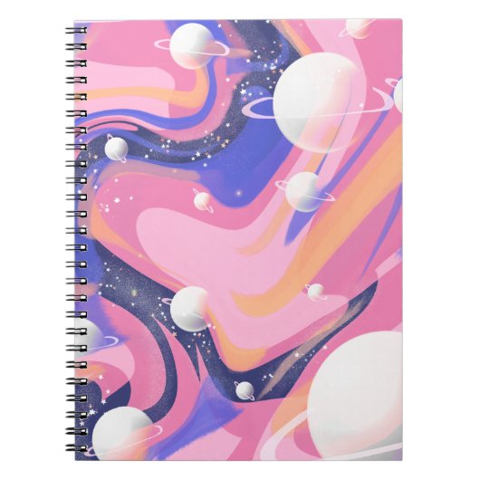 Carnet Spirale De L'Espace Extérieur Rose Et Violet Abstr (Devant)