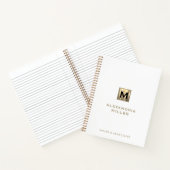 Carnet Spirale de logo initial blanc et or personnalisé (Intérieur)