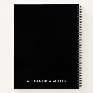 Carnet Spirale de monogramme noir personnalisé à gauche