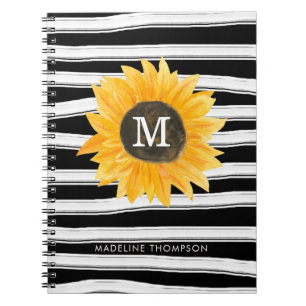Carnet Spirale de tournesol Monogramme de Tournesol Noir