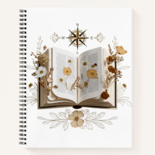 Carnet Spirale Félin Fantaisiste & Fleur Pressée V