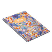 Carnet Spirale florale abstraite orange et bleu vibrant (Côté Droit)
