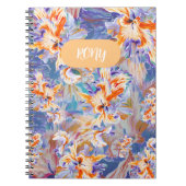 Carnet Spirale florale abstraite orange et bleu vibrant (Devant)
