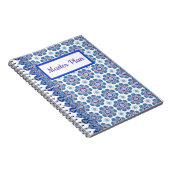 Carnet spirale imprimé en tuiles bleu et violet (Côté Droit)