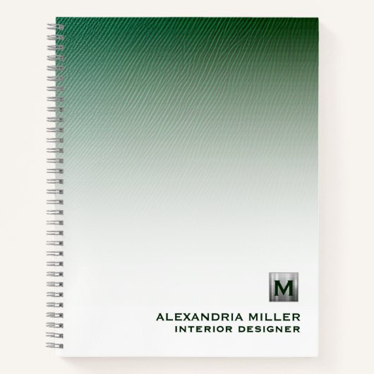 Carnet Spirale monographique en argent brossé personnalis (Devant)