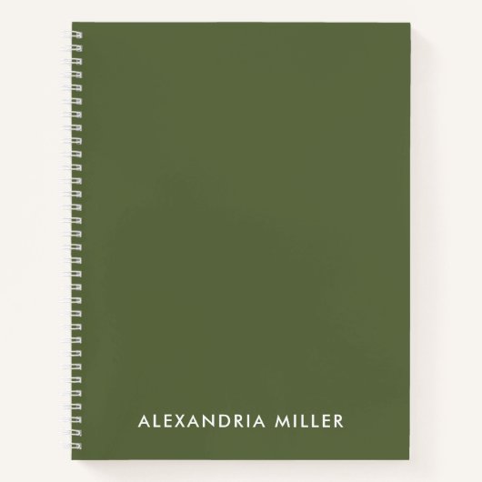 Carnet Spirale monographique minimaliste d'olive personna (Devant)