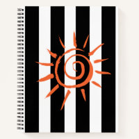 Carnet spirale noir blanc étoile à rayures
