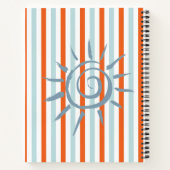Carnet spirale orange bleu rayures étoile (Dos)