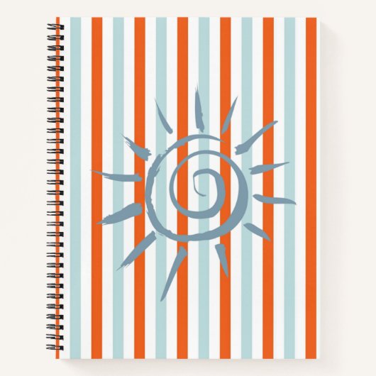 Carnet spirale orange bleu rayures étoile (Devant)