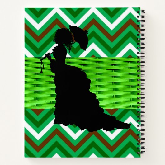 Carnet spirale Vert Blanc Noir Chevron Lady (Dos)