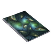 Carnet Spirales Turquoise Beige Vert Abstrait Fractal Art (Côté Droit)