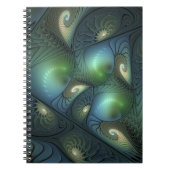 Carnet Spirales Turquoise Beige Vert Abstrait Fractal Art (Devant)