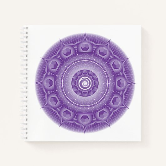 Carnet Spirit Dodecahedron Mandala Purple Carré Notebook (Devant)