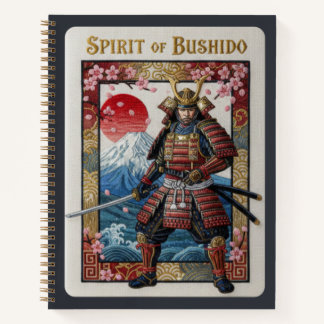 Carnet Spirit of Bushido Embroidered Samurai & Mount Fuji
